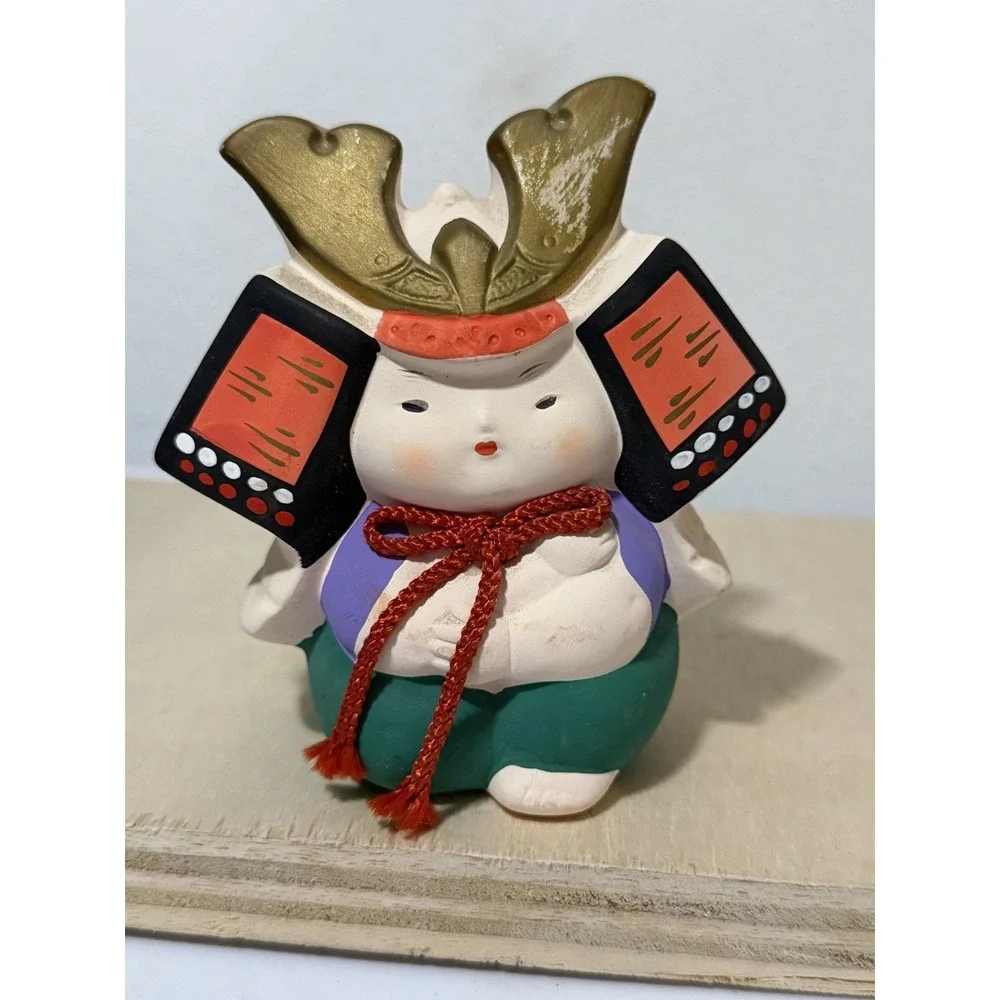 Japanese clay samurai doll produced by Kawasaki Co.